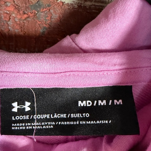 Under Armour Open Back Hoodie Pink LooseFit Athletic Pullover Women M Athleisure - Picture 4 of 4